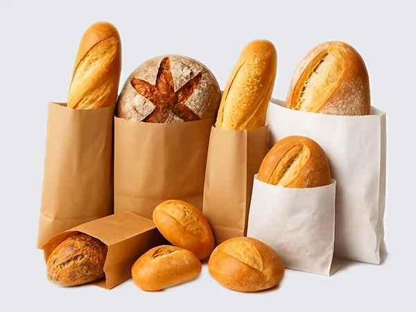 Sacos com pão de vários tamanhos